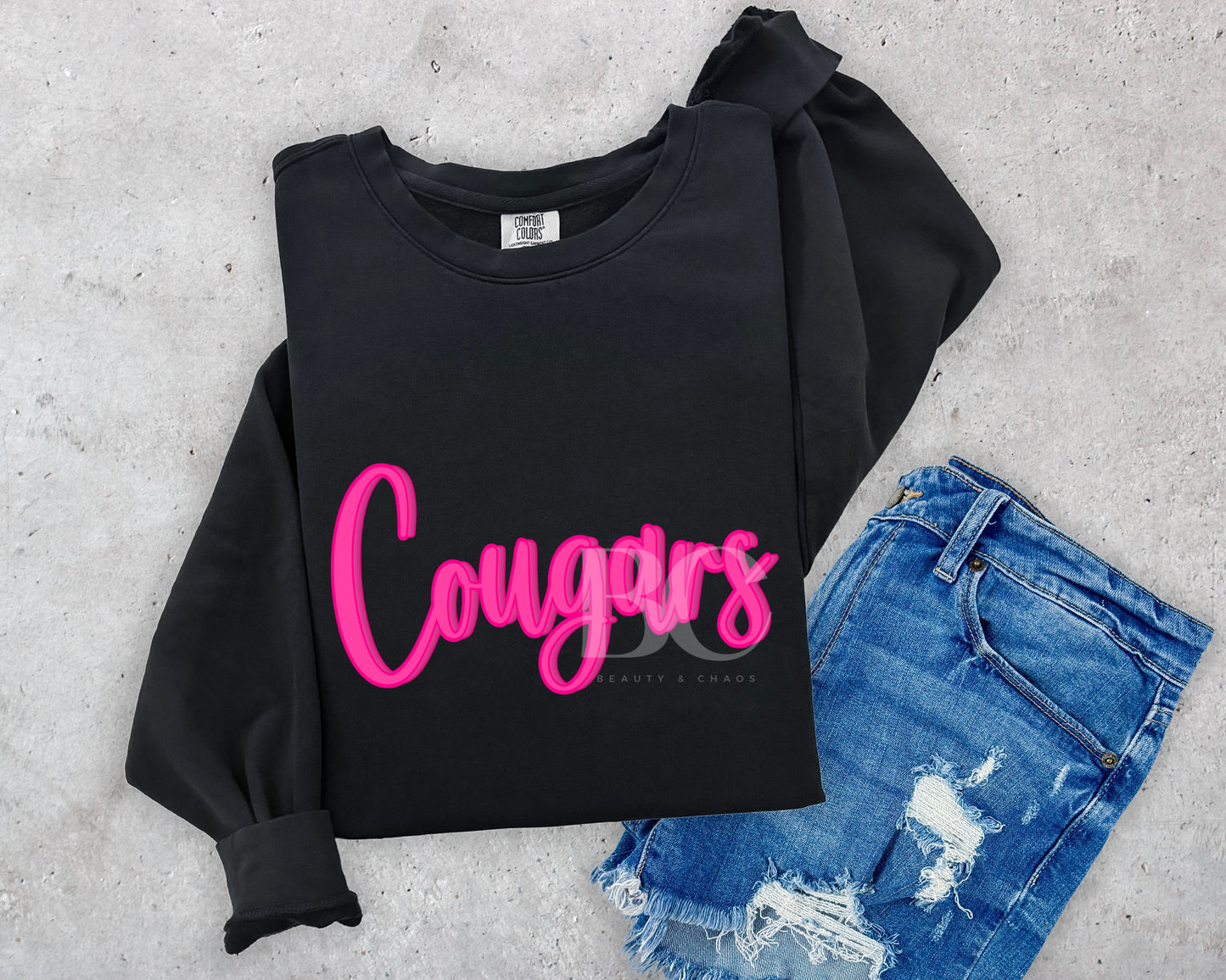 Pink Cursive Cougars