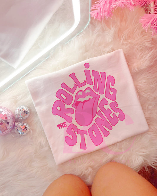 Pink Rolling Stones Tee