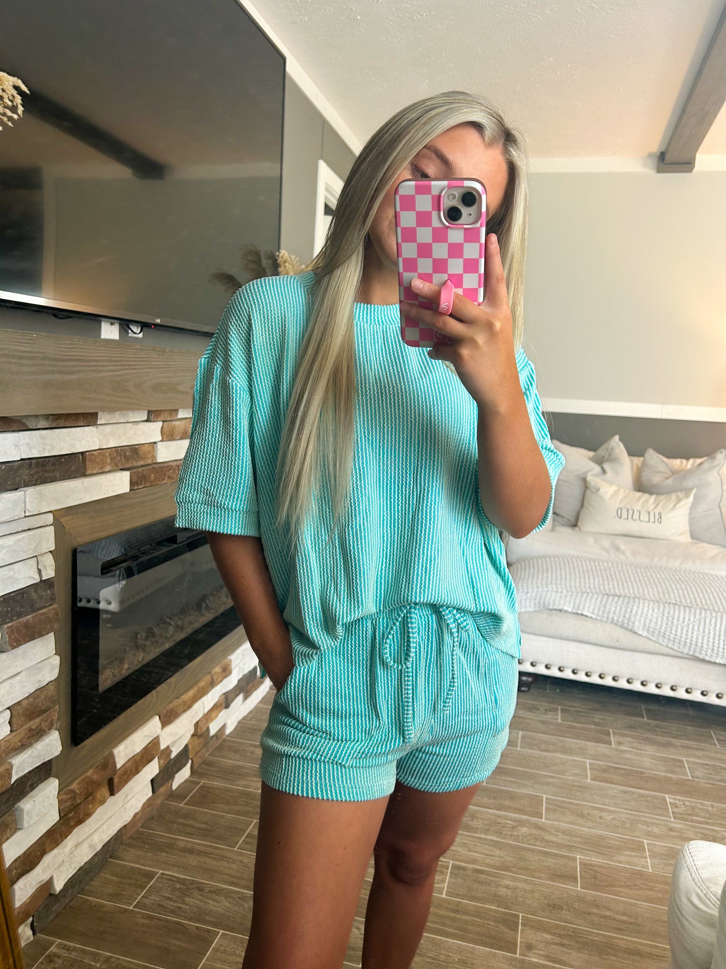 Spring Ribbed Set - Seafoam