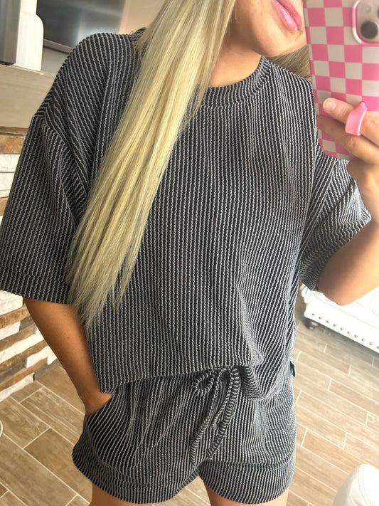Spring Ribbed Set - Black