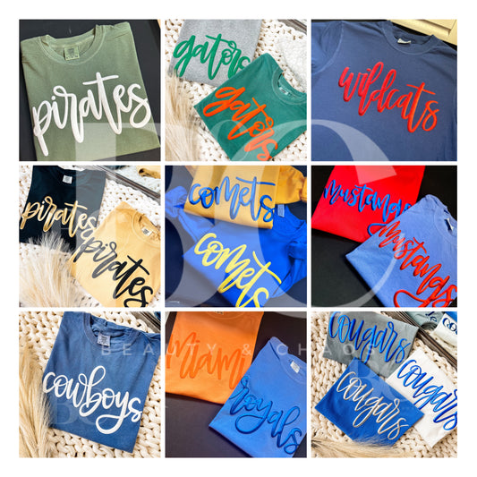 Custom Cursive Puff Comfort Colors Tee - Adult & Youth