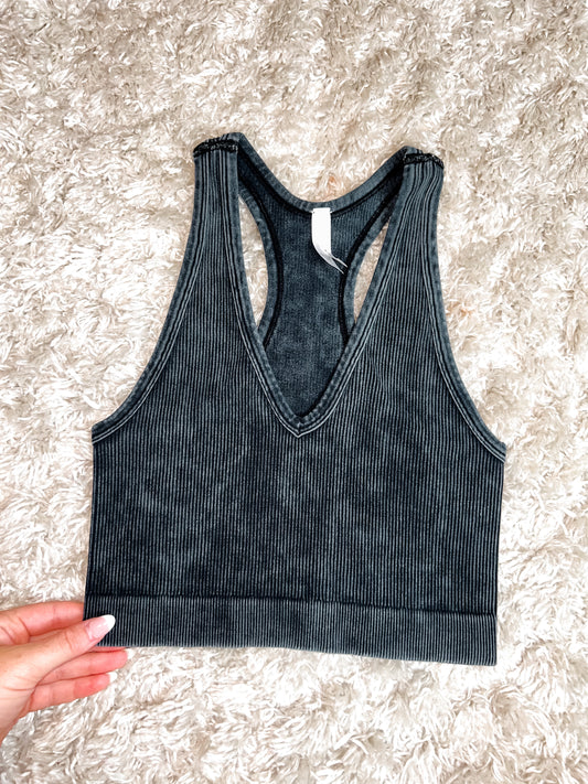 Ribbed Tank - Ash Black
