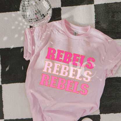 Pink Faux Chenille Letters Rebels (Any Mascot!)