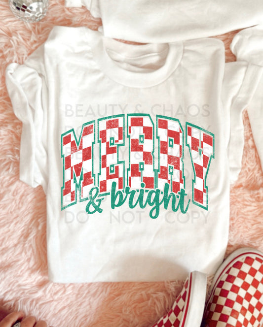 Merry & Bright Checkered Tee