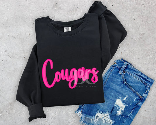 Pink Cursive Cougars