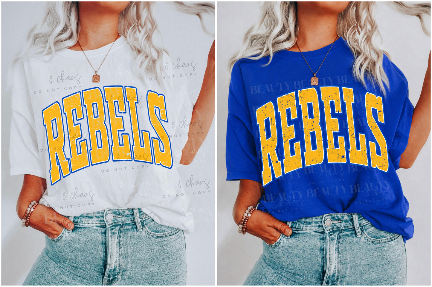 Gold Varsity Distressed Rebels