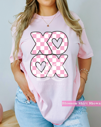 Checkered Stacked XO Tee