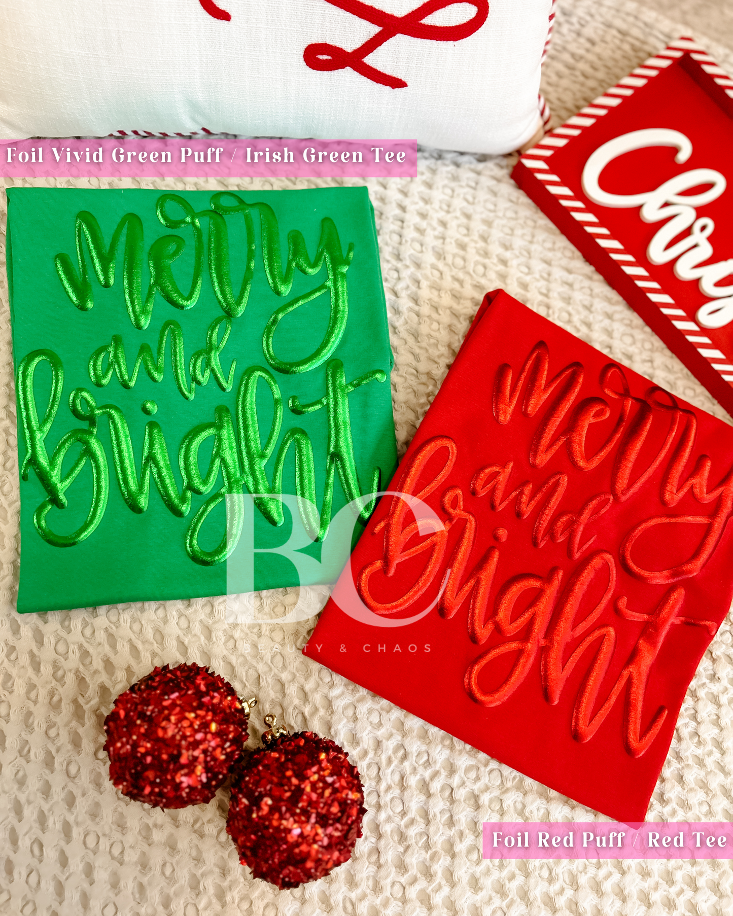 Merry & Bright Cursive Puff (Gildan)