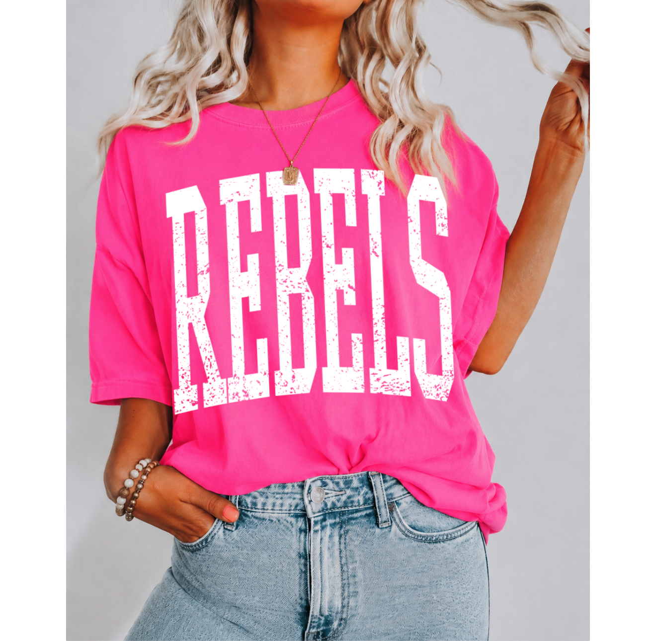 White Distressed Rebels (Any Mascot!)