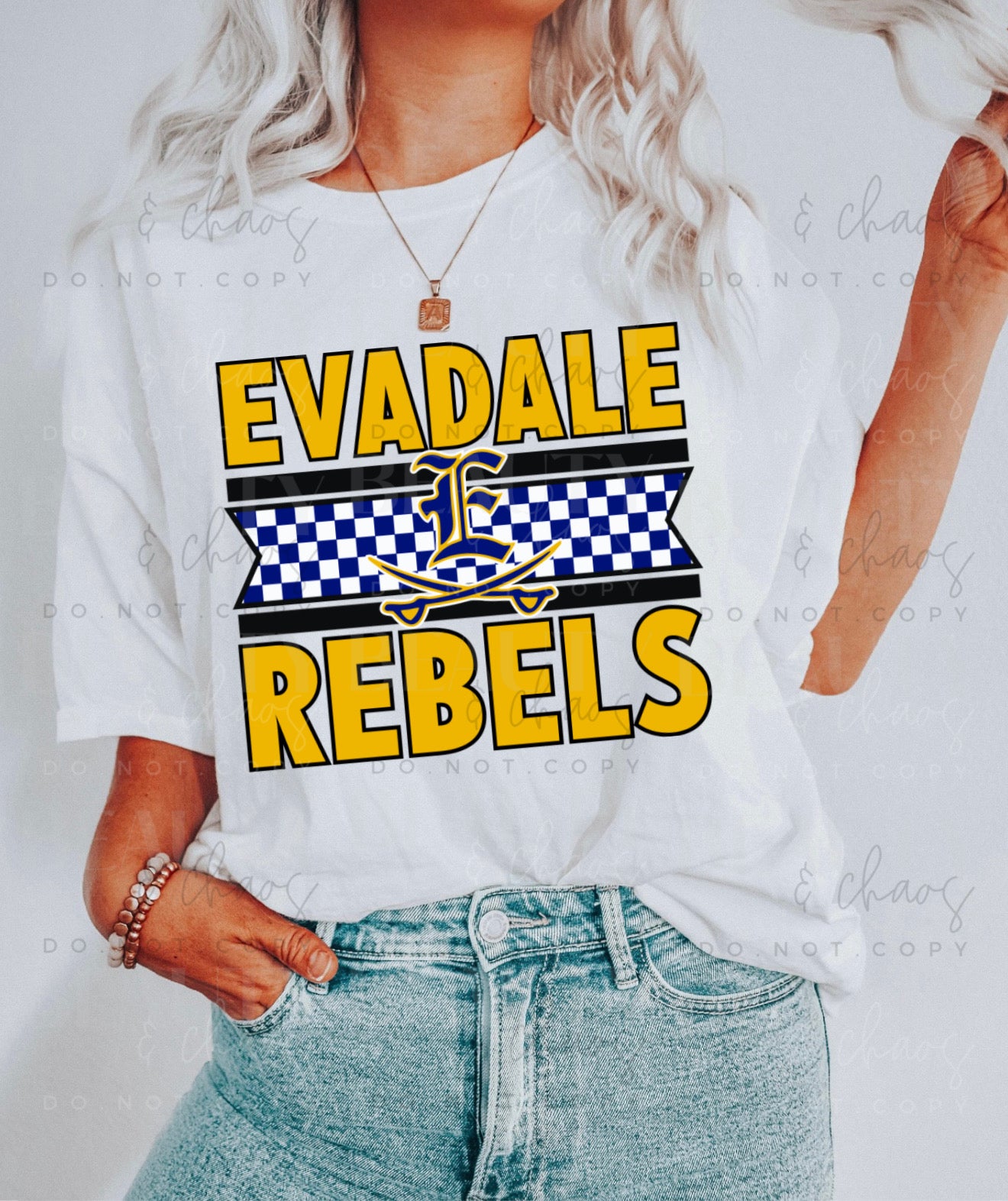 Evadale Checkered E Swords