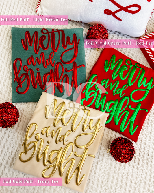 Merry & Bright Cursive Puff (Comfort Colors)