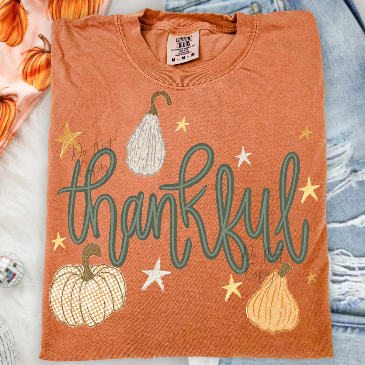 Cursive Thankful Mini Pumpkins