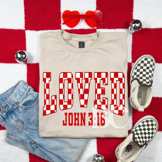 Checkered Love John 3:16 Tee