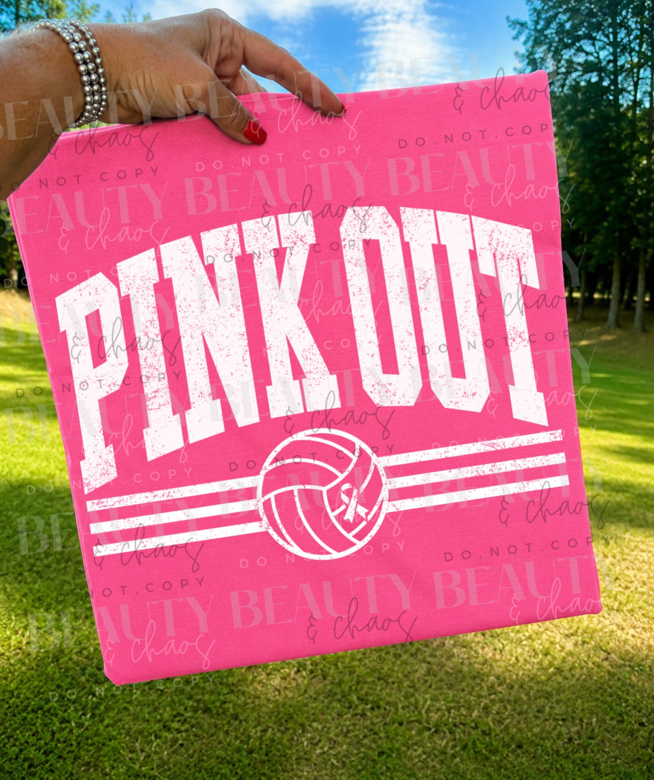 White Lines Pink Out Volleyball