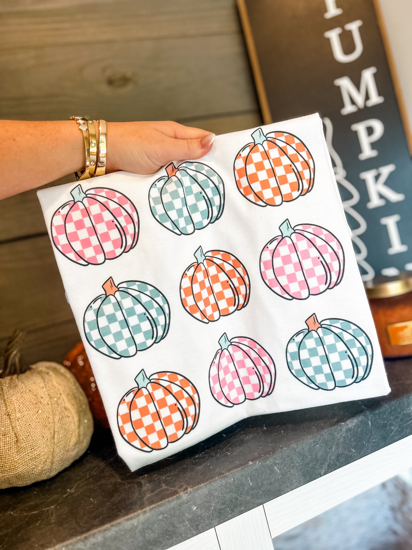 Multi Checkered Pumpkins Tee