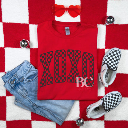 Black Checkered XOXO Tee