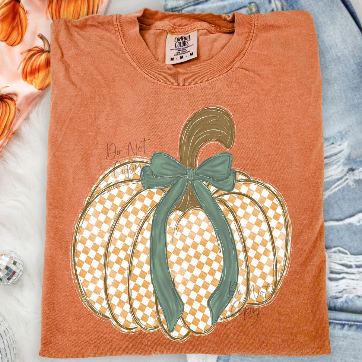 Checkered Pumpkin Bow