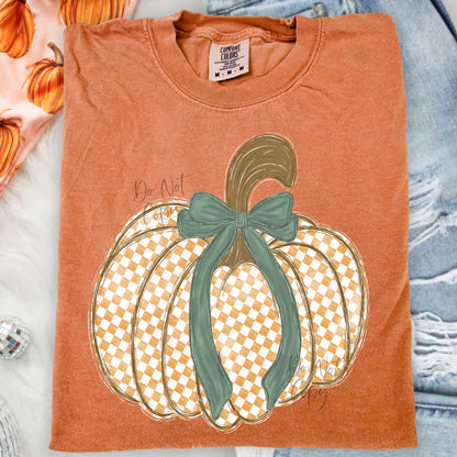 Checkered Pumpkin Bow