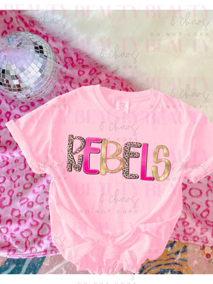 Pink Leopard Gold Rebels (Any Wording!)