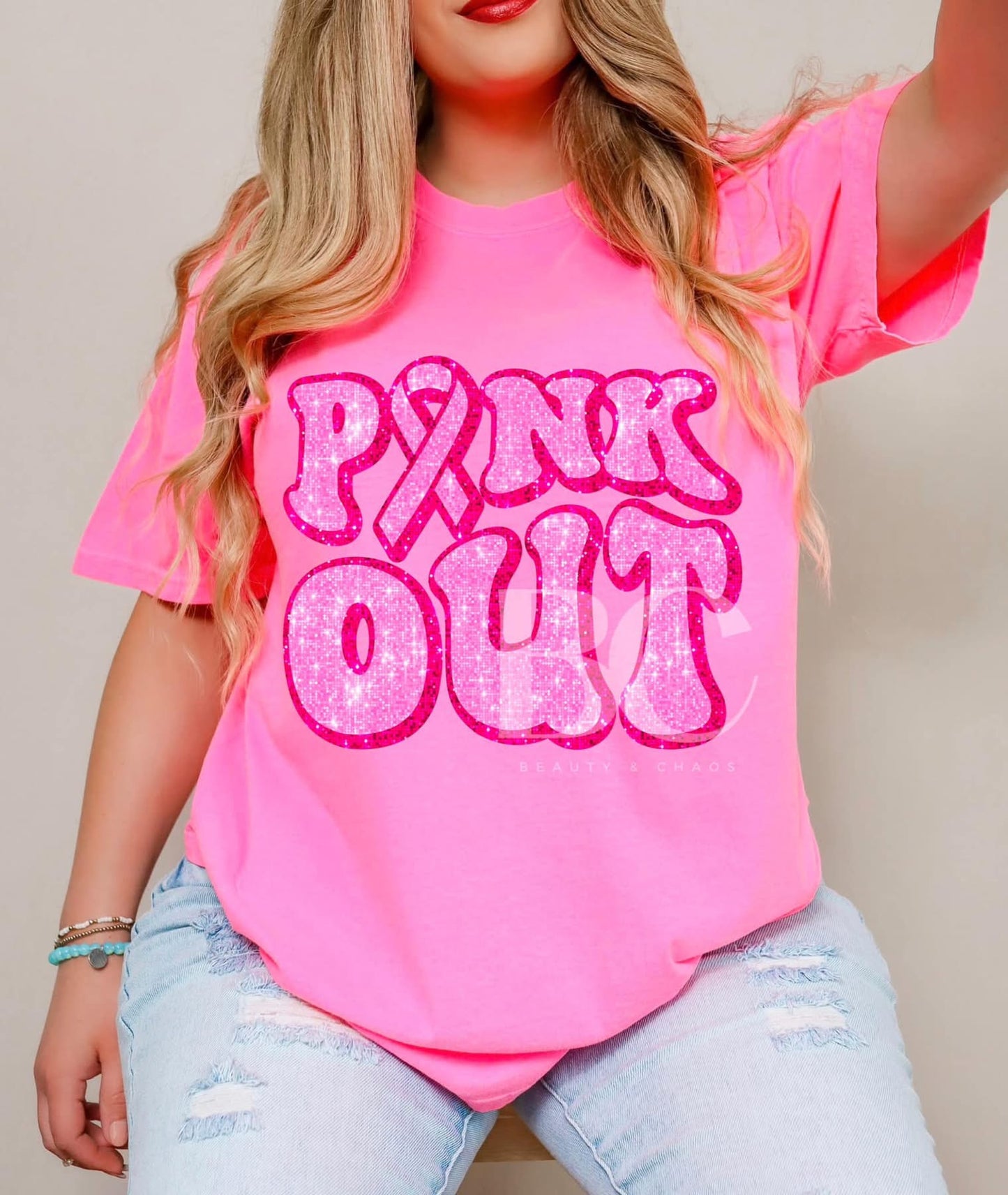 Faux Sequin Pink Out