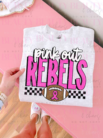Pink Out Rebels Football Distressed