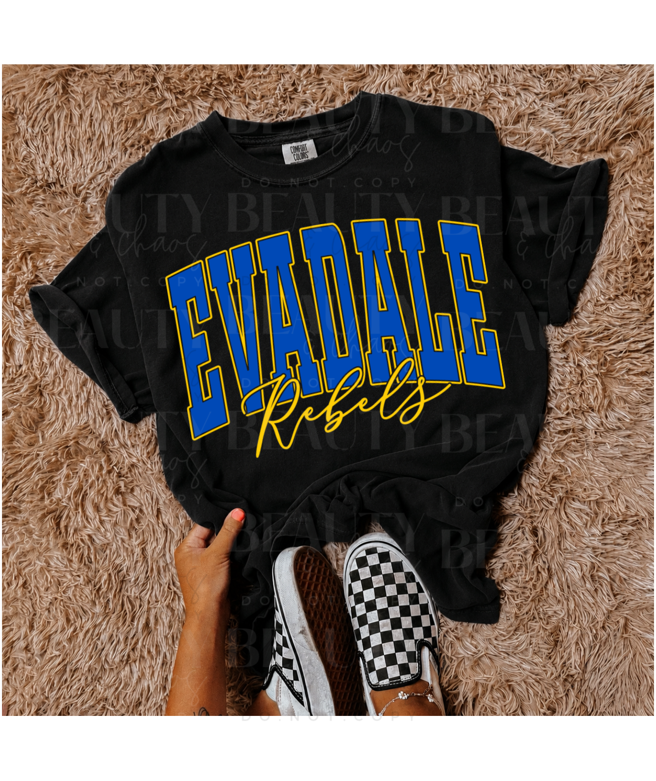 Varsity Block Evadale Cursive Rebels