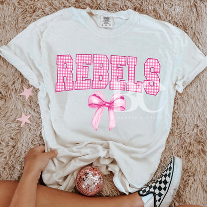 Pink Gingham + Bow Rebels (Any Mascot!)