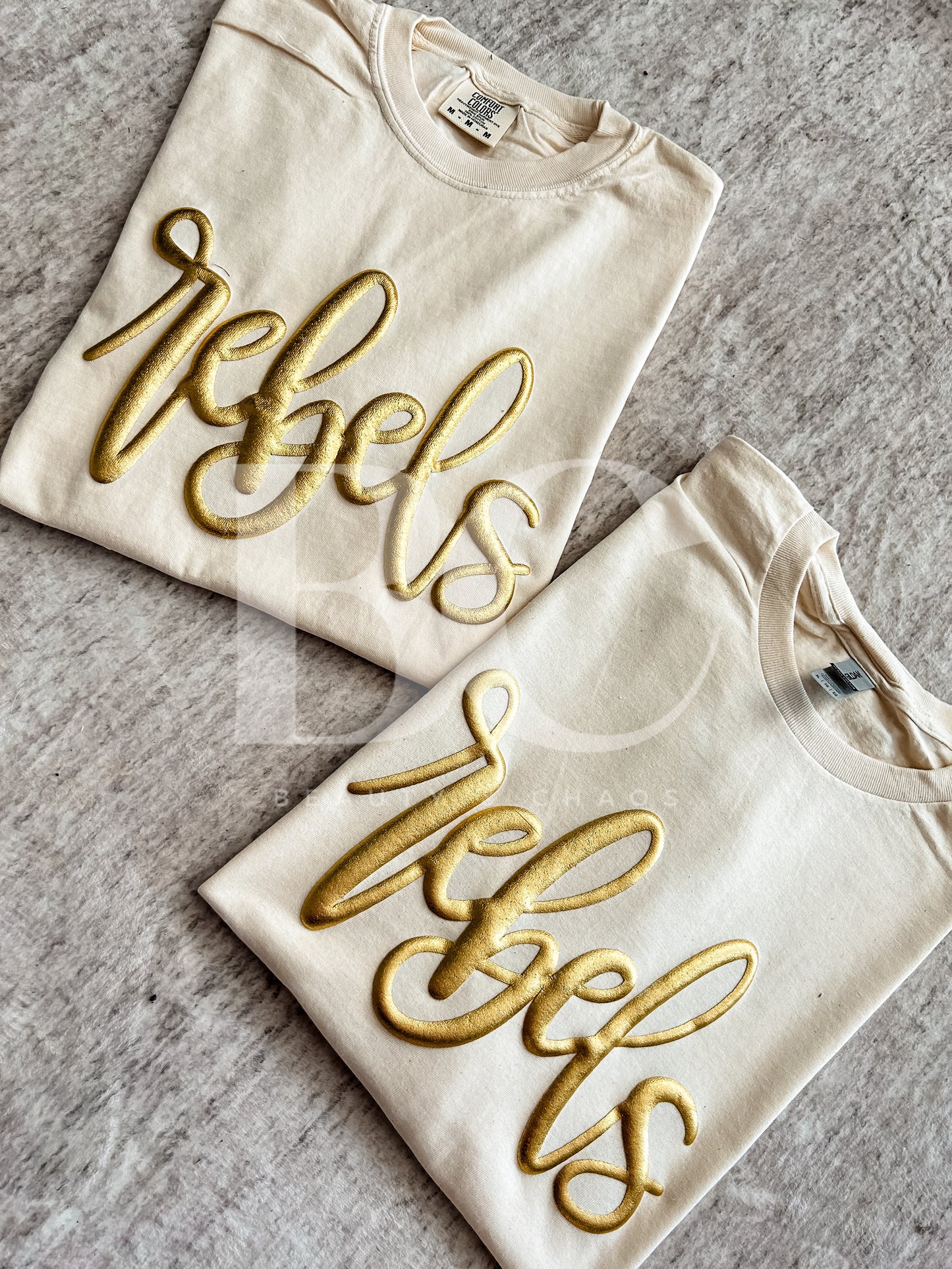 Rebels Foil Gold Puff / Ivory Tee