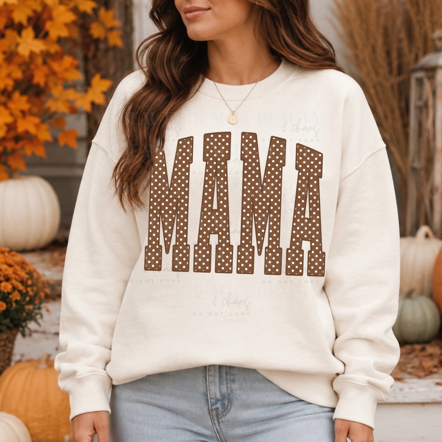 Brown Polka Dot Varsity Mama (Any Wording!)
