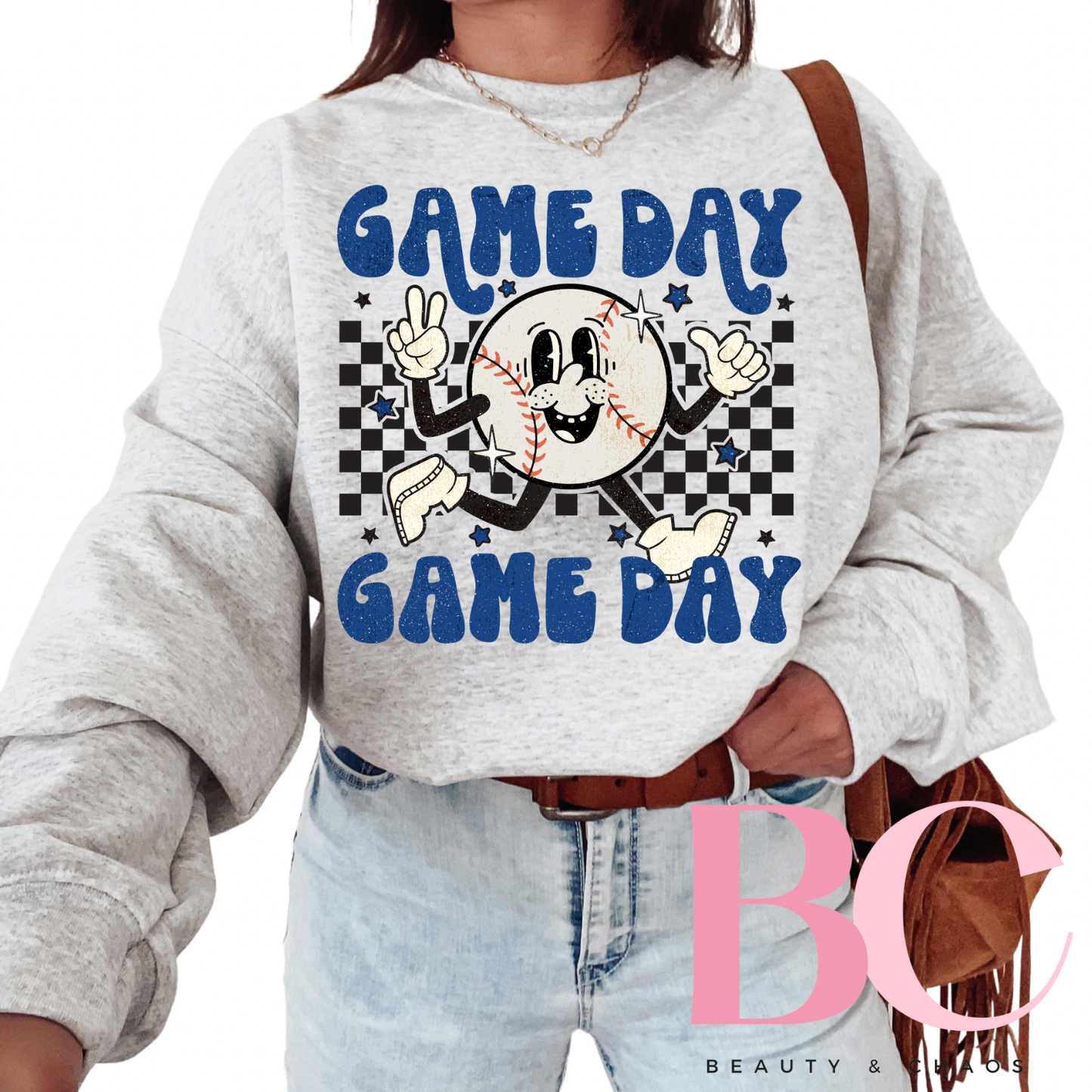 Baseball/Softball Checkered Game Day Tee/Sweatshirt